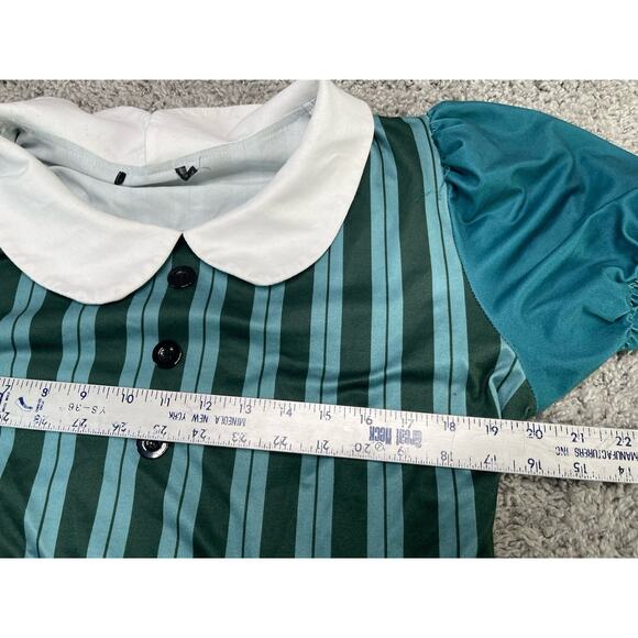 Goth Vintage Style Apron Maid Housekeeper Womens Costume Dress Sz Large Green - Picture 4 of 14